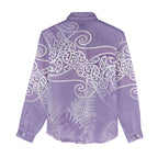 Aotearoa Maori Koru Curves Women Casual Shirt Silver Ferns - Amethyst