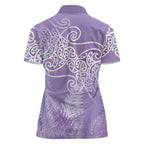 Aotearoa Maori Koru Curves Women Polo Shirt Silver Ferns - Amethyst