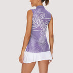 Aotearoa Maori Koru Curves Women Sleeveless Polo Shirt Silver Ferns - Amethyst