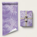 Aotearoa Maori Koru Curves Wrapping Paper Silver Ferns - Amethyst