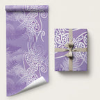 Aotearoa Maori Koru Curves Wrapping Paper Silver Ferns - Amethyst