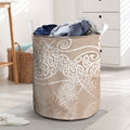 Aotearoa Maori Koru Curves Laundry Basket Silver Ferns - Mocha