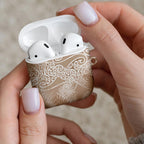 Aotearoa Maori Koru Curves AirPods Case Silver Ferns - Mocha