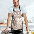 Aotearoa Maori Koru Curves Apron Silver Ferns - Mocha