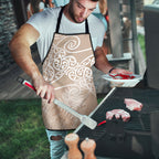 Aotearoa Maori Koru Curves Apron Silver Ferns - Mocha