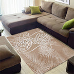 Aotearoa Maori Koru Curves Area Rug Silver Ferns - Mocha