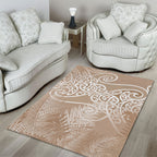 Aotearoa Maori Koru Curves Area Rug Silver Ferns - Mocha