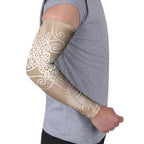 Aotearoa Maori Koru Curves Arm Sleeves Silver Ferns - Mocha