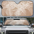 Aotearoa Maori Koru Curves Auto Sun Shade Silver Ferns - Mocha