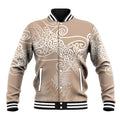 Aotearoa Maori Koru Curves Baseball Jacket Silver Ferns - Mocha