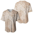 Aotearoa Maori Koru Curves Baseball Jersey Silver Ferns - Mocha