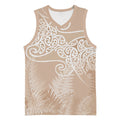 Aotearoa Maori Koru Curves Basketball Jersey Silver Ferns - Mocha
