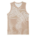 Aotearoa Maori Koru Curves Basketball Jersey Silver Ferns - Mocha