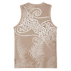 Aotearoa Maori Koru Curves Basketball Jersey Silver Ferns - Mocha