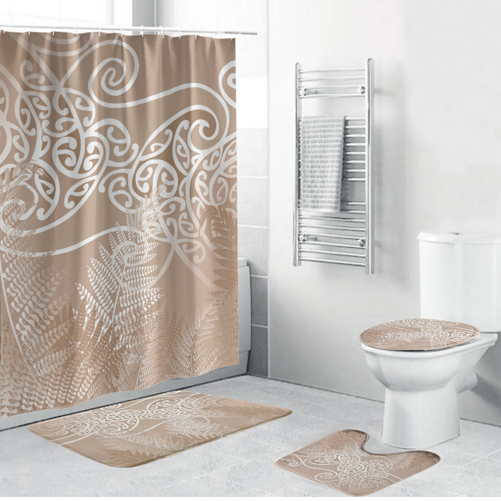 Aotearoa Maori Koru Curves Bathroom Set Silver Ferns - Mocha