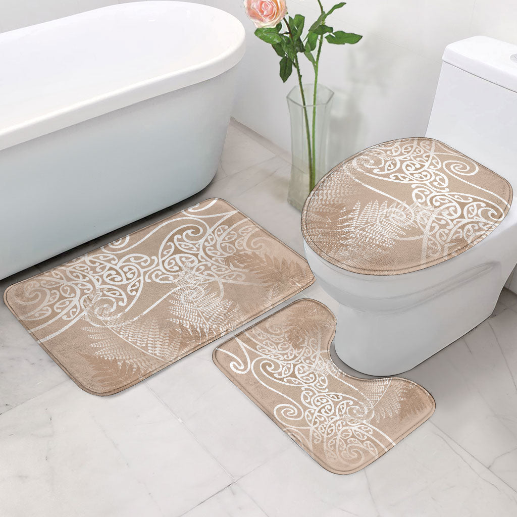 Aotearoa Maori Koru Curves Bathroom Set Silver Ferns - Mocha
