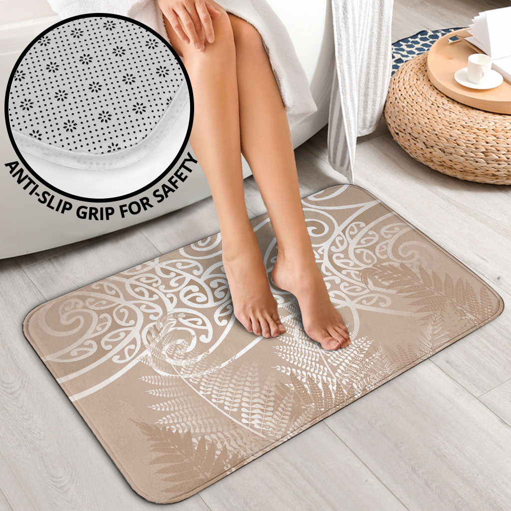 Aotearoa Maori Koru Curves Bathroom Set Silver Ferns - Mocha