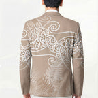 Aotearoa Maori Koru Curves Blazer Silver Ferns - Mocha