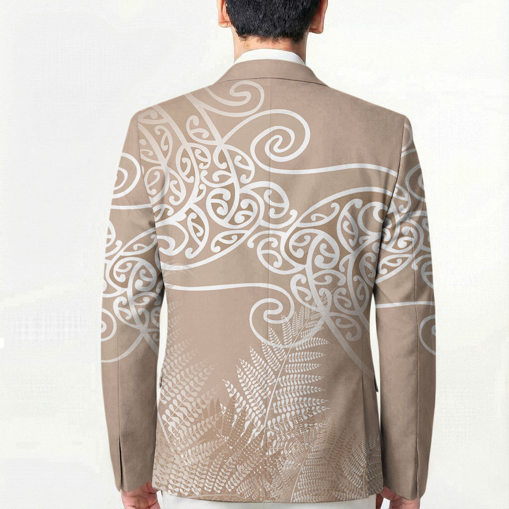 Aotearoa Maori Koru Curves Blazer Silver Ferns - Mocha