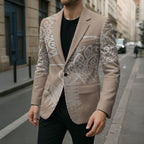 Aotearoa Maori Koru Curves Blazer Silver Ferns - Mocha