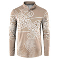 Aotearoa Maori Koru Curves Button Sweatshirt Silver Ferns - Mocha