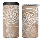 Aotearoa Maori Koru Curves 4 in 1 Can Cooler Tumbler Silver Ferns - Mocha