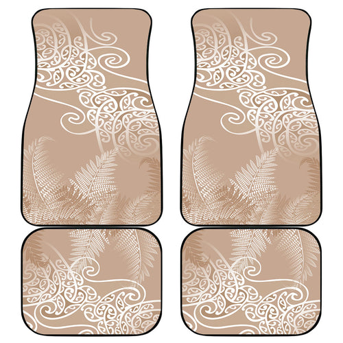 Aotearoa Maori Koru Curves Car Mats Silver Ferns - Mocha