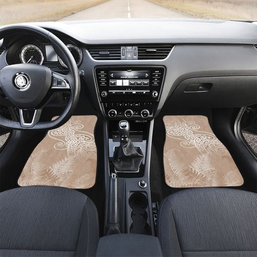 Aotearoa Maori Koru Curves Car Mats Silver Ferns - Mocha