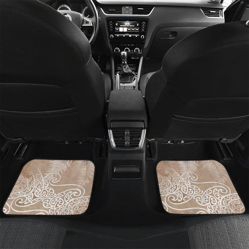 Aotearoa Maori Koru Curves Car Mats Silver Ferns - Mocha