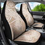 Aotearoa Maori Koru Curves Car Seat Cover Silver Ferns - Mocha