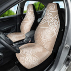 Aotearoa Maori Koru Curves Car Seat Cover Silver Ferns - Mocha