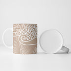 Aotearoa Maori Koru Curves Ceramic Mug Silver Ferns - Mocha