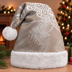 Aotearoa Maori Koru Curves Christmas Santa Hat Silver Ferns - Mocha
