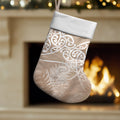 Aotearoa Maori Koru Curves Christmas Stocking Silver Ferns - Mocha