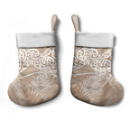 Aotearoa Maori Koru Curves Christmas Stocking Silver Ferns - Mocha