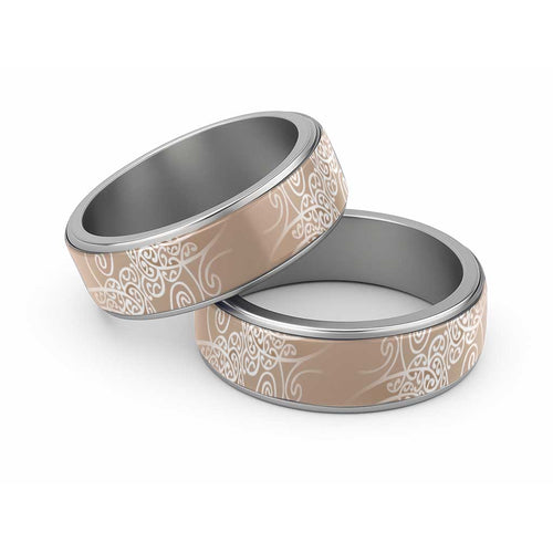Aotearoa Maori Koru Curves Classic Ring Silver Ferns - Mocha