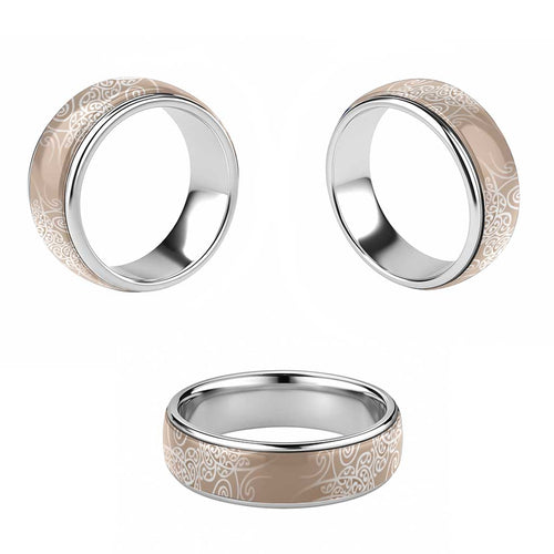 Aotearoa Maori Koru Curves Classic Ring Silver Ferns - Mocha