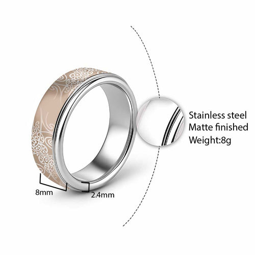 Aotearoa Maori Koru Curves Classic Ring Silver Ferns - Mocha