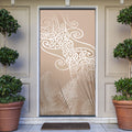 Aotearoa Maori Koru Curves Door Cover Silver Ferns - Mocha