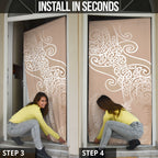 Aotearoa Maori Koru Curves Door Cover Silver Ferns - Mocha