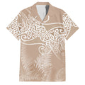 Aotearoa Maori Koru Curves Family Matching Puletasi and Hawaiian Shirt Silver Ferns - Mocha