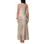 Aotearoa Maori Koru Curves Family Matching Tank Maxi Dress and Hawaiian Shirt Silver Ferns - Mocha