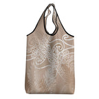Aotearoa Maori Koru Curves Grocery Bag Silver Ferns - Mocha