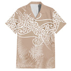 Aotearoa Maori Koru Curves Hawaiian Shirt Silver Ferns - Mocha