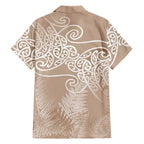 Aotearoa Maori Koru Curves Hawaiian Shirt Silver Ferns - Mocha