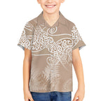 Aotearoa Maori Koru Curves Hawaiian Shirt Silver Ferns - Mocha