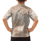 Aotearoa Maori Koru Curves Hawaiian Shirt Silver Ferns - Mocha