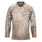 Aotearoa Maori Koru Curves Hockey Jersey Silver Ferns - Mocha