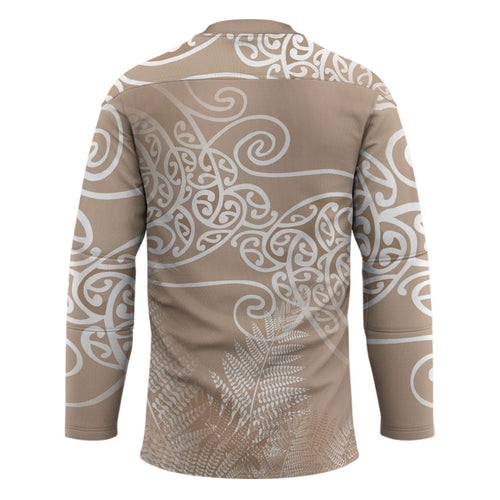 Aotearoa Maori Koru Curves Hockey Jersey Silver Ferns - Mocha