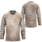Aotearoa Maori Koru Curves Hockey Jersey Silver Ferns - Mocha